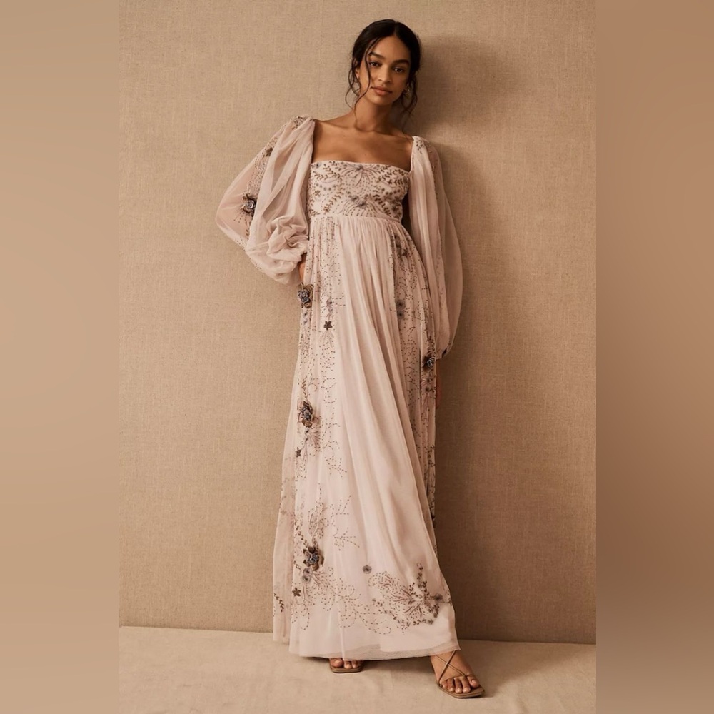 Anthropologie Dusty Lavender Embroidered Maxi Dress - Picture 5 of 12
